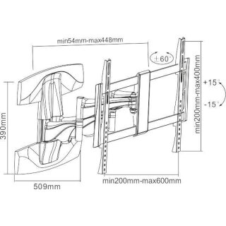 Aluminum full-motion double arm TV wall mount white, TOPLINE-464-W