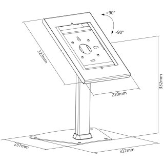 Tablet table stand black, 9.7-10.5 TDS97105