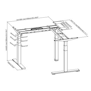 Dreibeiniges Tischgestell höhenverstellbar weiss