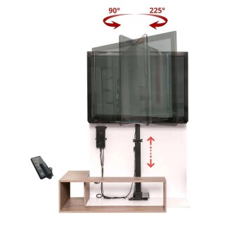 TV Möbel Lift elektrisch für Monitore bis 60 Zoll drehbar höhenverstellbar Xantron PREMIUM-K2-RotoLift