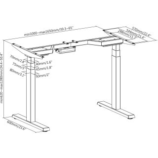Telaio del tavolo regolabile in altezza nero, EDS08-B