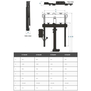 TV furniture lift electric for monitors up to 75 inch rotatable height adjustable Xantron PREMIUM-K5-RotoLift