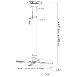 Universal telescopic ceiling projector mount 120cm, TOPLINE-BM120