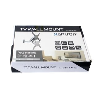 Supporto a parete regolabile in altezza per monitor TV 26-47 completamente mobile, estensibile, orientabile, orientabile, inclinabile, girevole, ERGOLINE-442